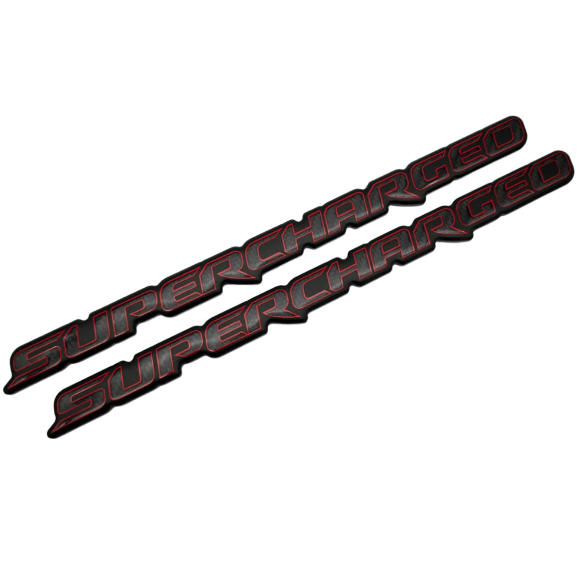 Carbon Fiber SUPERCHARGED Fender Badges (2pc Set) – Black Ops Auto
