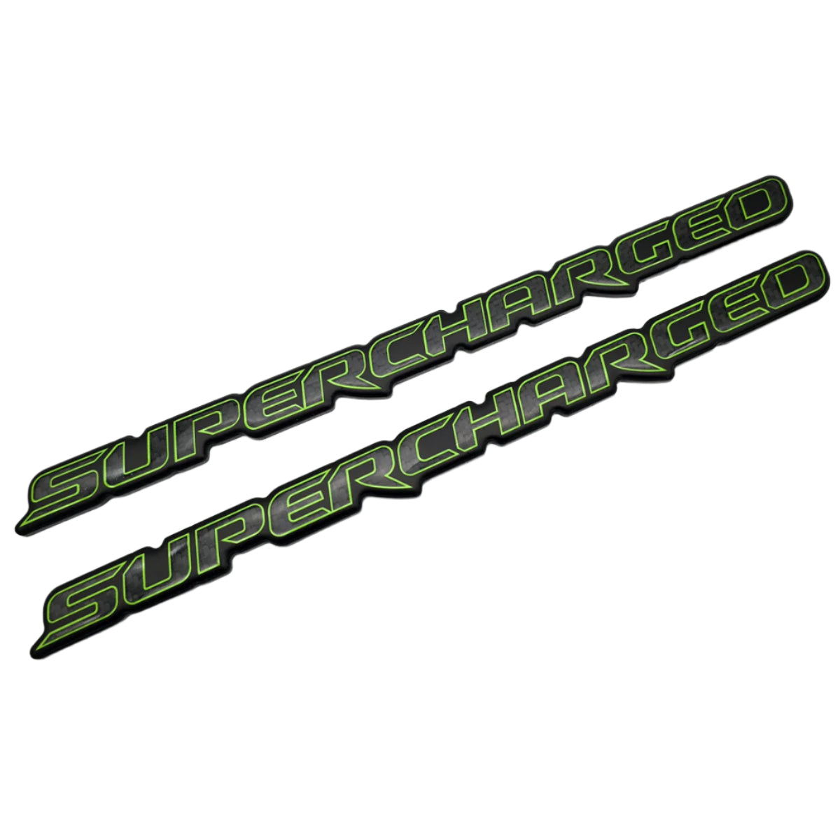 Carbon Fiber SUPERCHARGED Fender Badges (2pc Set) – Black Ops Auto