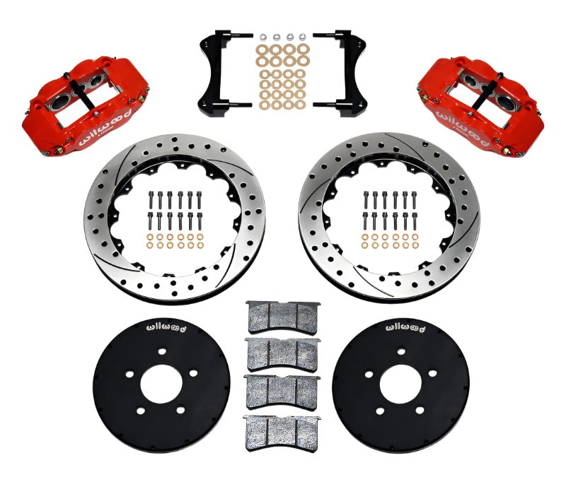 Wilwood Narrow Superlite 6R Front Hat Kit 14.00in Red 2005-2014 Mustang