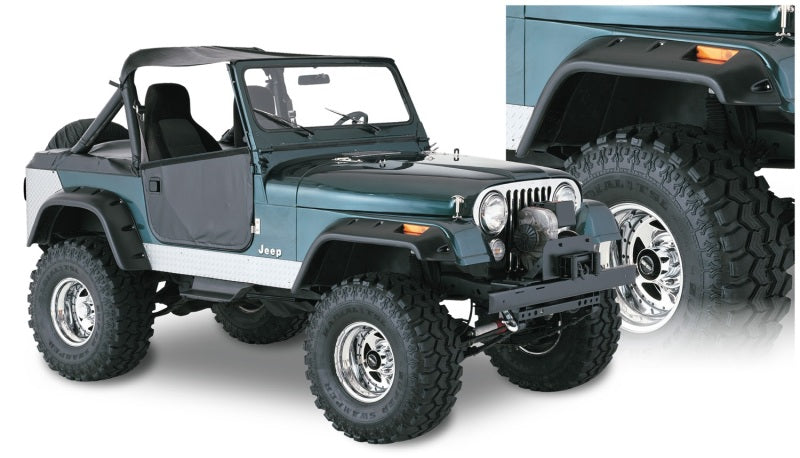 Bushwacker 59-83 Jeep CJ5 Cutout Style Flares 4pc - Black – Black