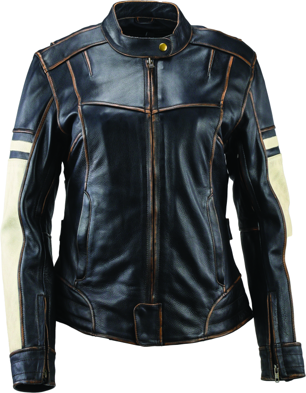 River Road Dame Vintage Leather Jacket Black Womens - 2XL – Black