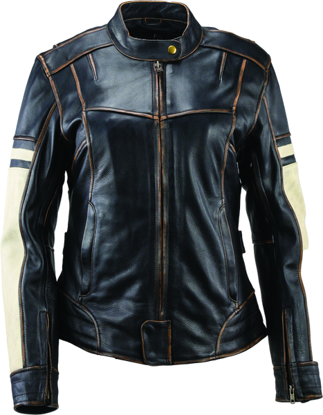 River Road Dame Vintage Leather Jacket Black Womens - 2XL – Black