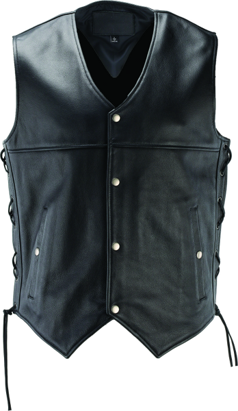 River Road Old Skool Leather Vest Black - XL – Black Ops Auto Works