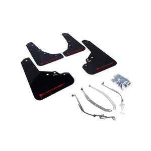 Fiat Hybrid & Electric Vehicle Parts and Accessories — Rally Armor 12-18 Fiat 500 (Pop/Sport/Lounge/Abarth) Black UR Mud Flap w/ Red Logo