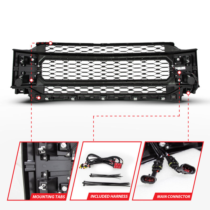 ANZ901029-Anzo 21-23 Ford F150 Black Housing Full LED Light Tube Front Grille-Headlights-ANZO