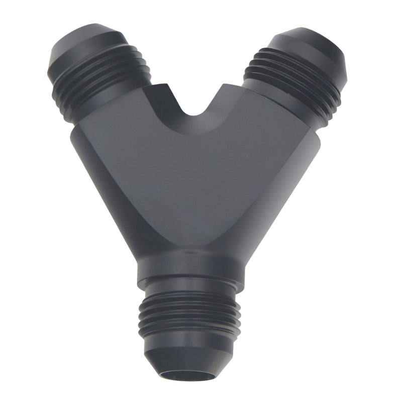 DWK6-02-0706-B-DeatschWerks 8AN Male Flare to 8AN Male Flare to 8AN Male Flare Y Fitting - Anodized Matte Black-Distribution Blocks-DeatschWerks