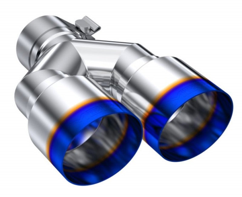 MBRPT5171BE-MBRP Burnt End Tip 2.5 ID, Dual 3.5 OD Out, 9.5 length, Single wall 304 Stainless Steel-Tail Pipes-MBRP