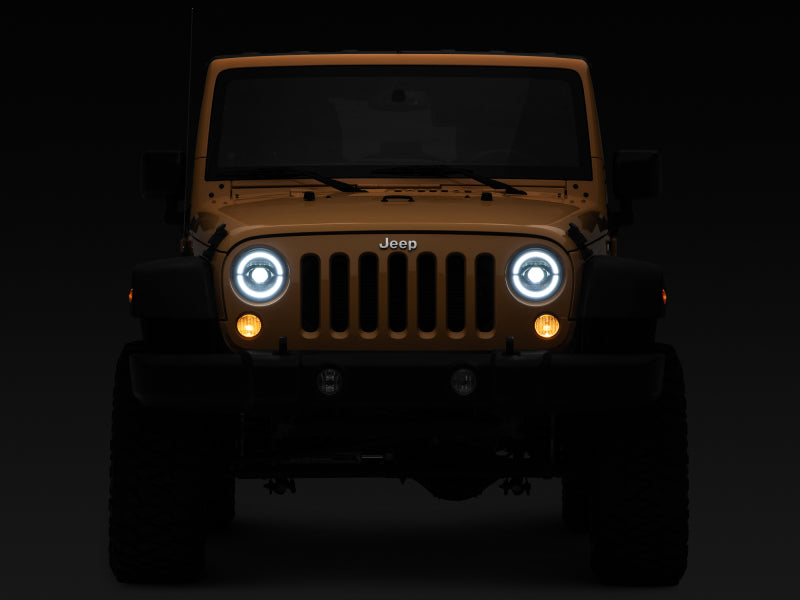RAXJ132813-Raxiom 07-18 Jeep Wrangler JK Axial Series LED Headlights- Black Housing (Clear Lens)-Headlights-Raxiom