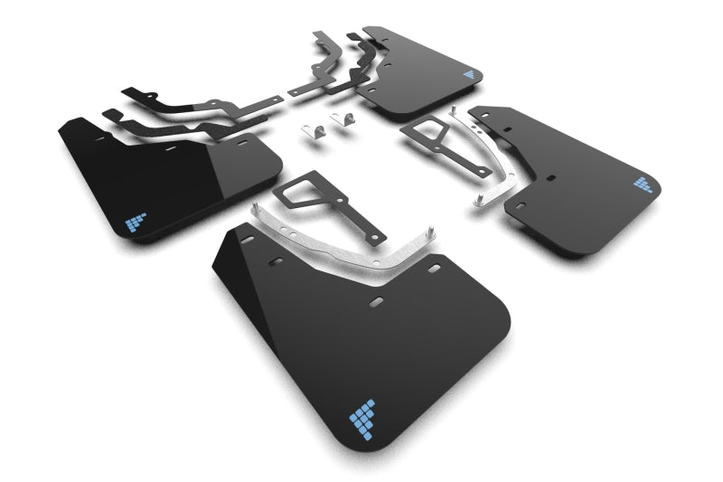 RALMF117-BAT-BLK-PBL-Rally Armor 2025 Hyundai Ioniq 5 N Black UR Mud Flap Light Blue Battery Logo-Mud Flaps-Rally Armor