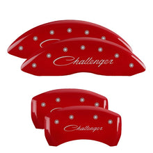 Load image into Gallery viewer, MGP12162SCLSRD-MGP 4 Caliper Covers Engraved Front &amp; Rear Cursive/Challenger Red finish silver ch-Caliper Covers-MGP