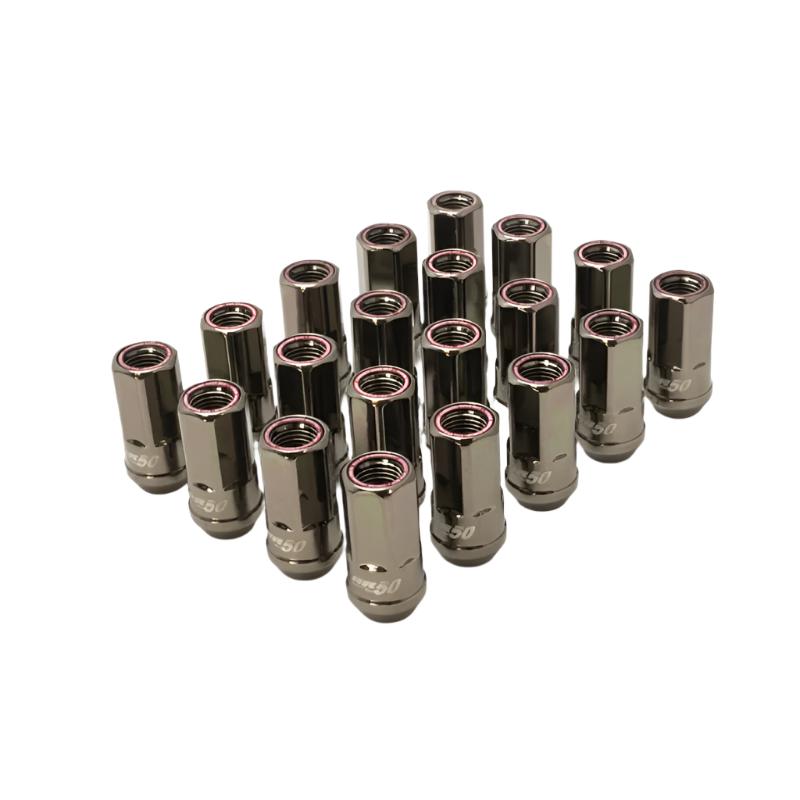 WHMHR5007TR-Wheel Mate Muteki HR50 Open End Lug Nuts - Titanium Chrome w/ Red Ring 14x1.50-Lug Nuts-Wheel Mate