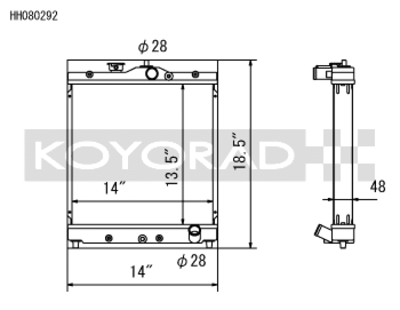 Koyo HH080292 48mm Aluminum Radiator - 1992-2000 Honda Civic and 1993-1997 Del Sol SOHC Manual - image 2