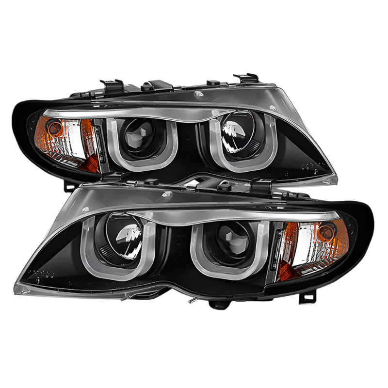Spyder BMW E46 3-Series 02-05 Projector Headlights Halo Blk