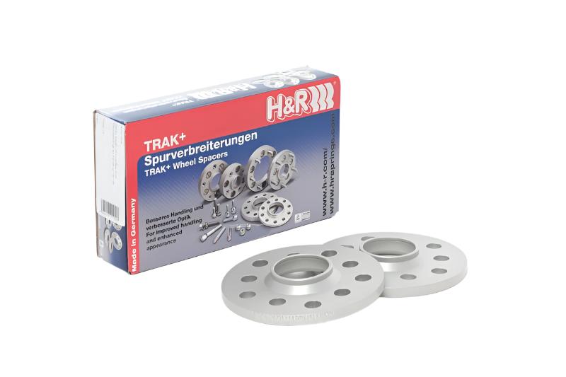 HRS202555712ASW-H&R Trak+ 10mm DR Wheel Adaptor Bolt 5/100 Center Bore 57.1 Bolt Thread 14x1.5 - Black-Wheel Spacers & Adapters-H&R