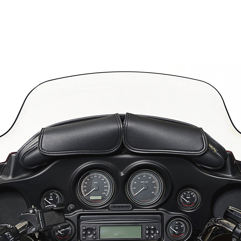 WAM04725-Willie & Max 06-13 HD FL/FLH/FLT/FLHT Two Pouch Windshield Bag (21.25inL x 6.5inH x 2.25inD) - Black-Bags - Bike Bags-Willie & Max