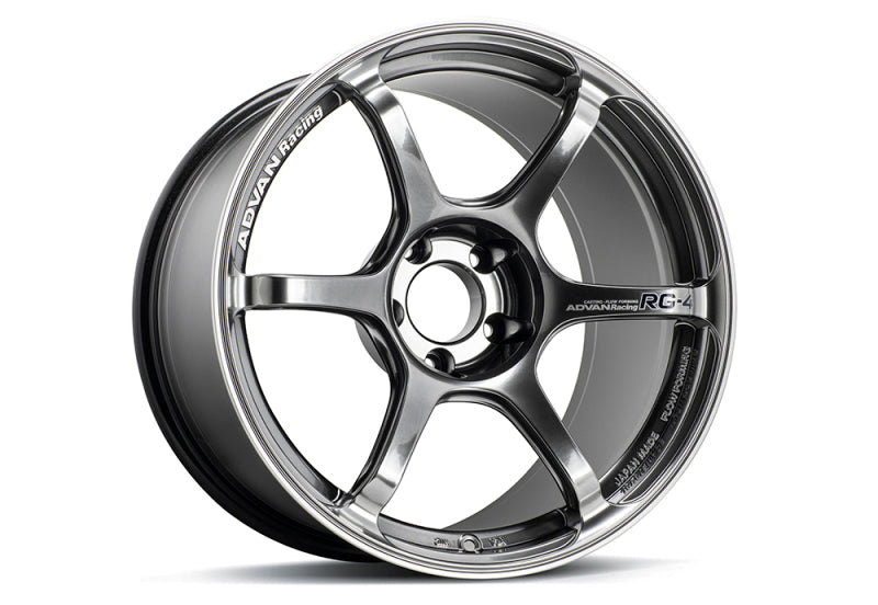 Advan RG-4 18x9 +35 5-114.3 Racing Hyper Black & Ring Wheel-Wheels - Cast-Advan