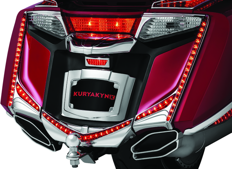 KUR3237-Kuryakyn L.E.D. Vertical Rear Light Strips 12-17 GL1800 Chrome Red Lens-Light Bars & Cubes-Kuryakyn