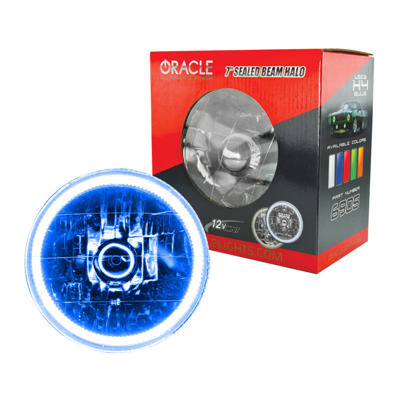 Oracle Pre-Installed Lights 7 IN. Sealed Beam - Blue Halo-Headlights-ORACLE Lighting