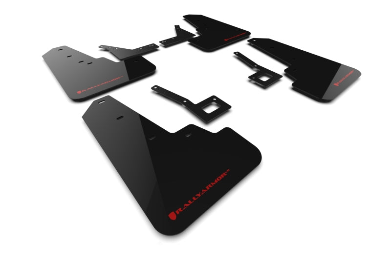 RALMF98-UR-BLK-RD-Rally Armor 19-24 Dodge Ram 1500 Rebel Black UR Mud Flap w/Red Logo-Mud Flaps-Rally Armor