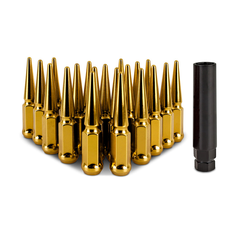 MISMMLG-SP1215-20GD-Mishimoto Steel Spiked Lug Nuts M12x1.5 20pc Set - Gold-Lug Nuts-Mishimoto