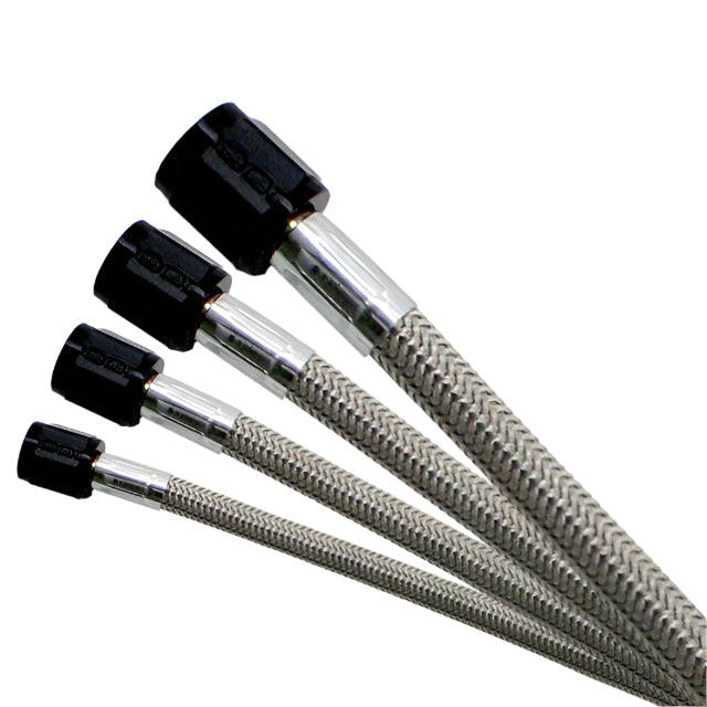 4AN (12In) Stainless Steel Braided Hose (Black Ends)
