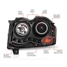 Load image into Gallery viewer, ANZ111213-ANZO 2008-2010 Jeep Grand Cherokee Projector Headlights w/ Halo Black (CCFL)-Headlights-ANZO