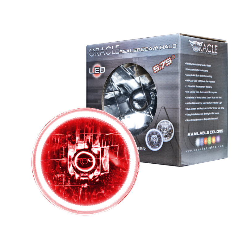 Oracle Pre-Installed Lights 5.75 IN. Sealed Beam - Red Halo-Headlights-ORACLE Lighting