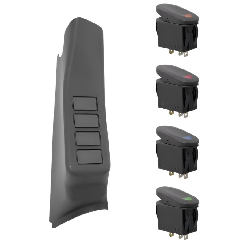 RUG17235.97-Rugged Ridge A-Pillar 4 Switch Pod Black RHD 11-18 Jeep Wrangler JK-Dash & Interior Trim-Rugged Ridge