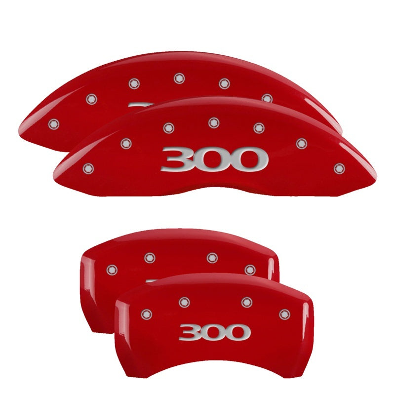 MGP32020S300RD-MGP 4 Caliper Covers Engraved Front & Rear 300 Red finish silver ch-Caliper Covers-MGP