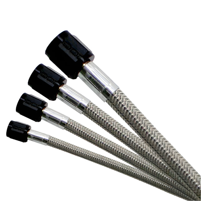 8AN (72In) Stainless Steel Braided Hose (Black Ends)
