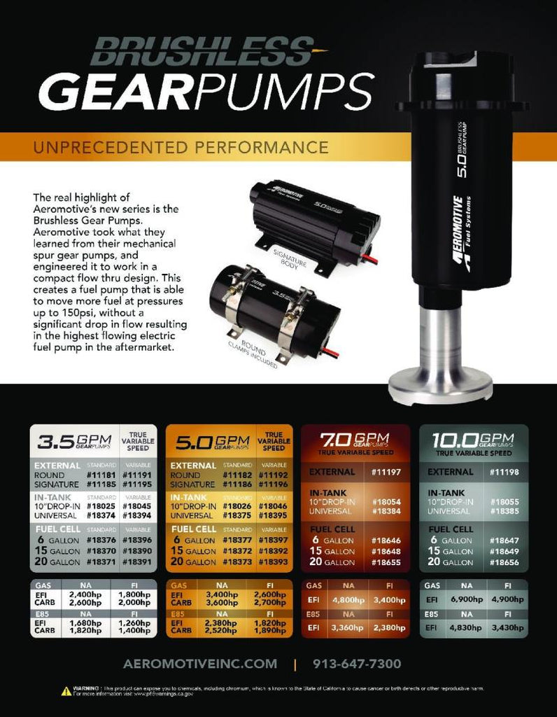 AER18384-Aeromotive Brushless Spur Gear Fuel Pump w/TVS Controller - Universal - In-Tank - 7gpm-Fuel Pumps-Aeromotive