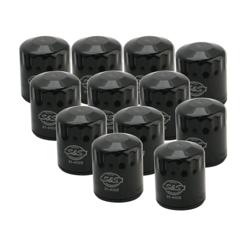 S&S Cycle 99-18 BT/2017+ M8/X-Wedge Black Oil Filter - 12 Pack-Oil Filters-S&S Cycle
