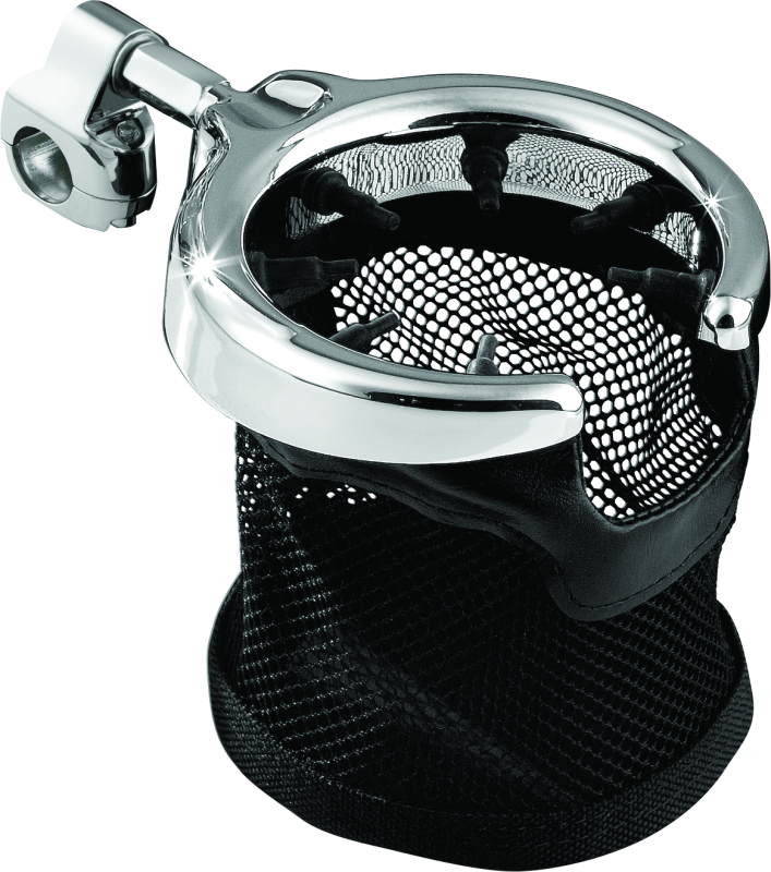KUR1475-Kuryakyn Drink Holder With Basket 1-1/4in Mount Chrome-Cup Holders-Kuryakyn