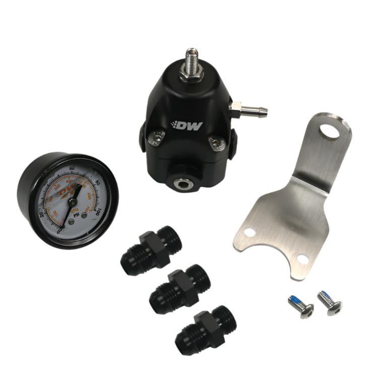 DWK6-1002-FRB-66-DeatschWerks DWR1000C AFPR + Pressure Gauge + 6AN Fittings - Anodized Black-Fuel Pressure Regulators-DeatschWerks