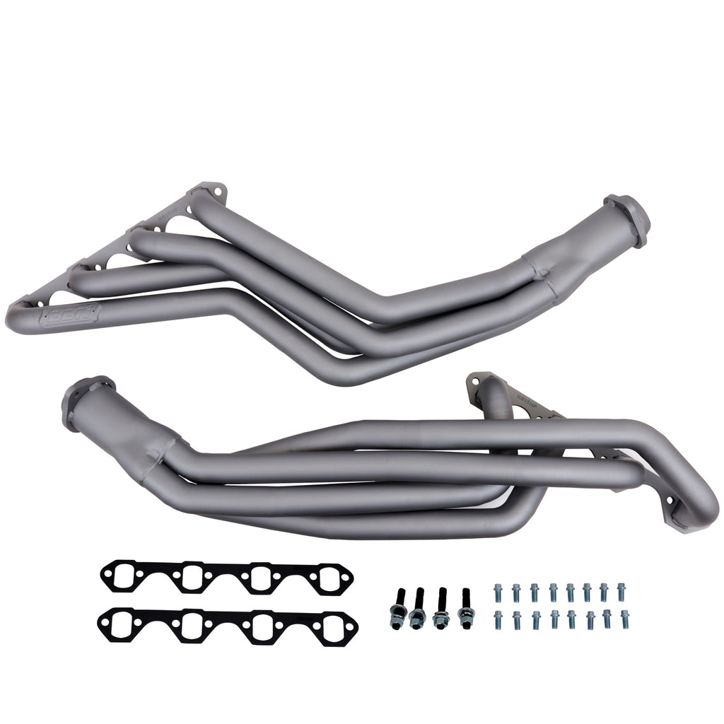 BBK15313-BBK 79-93 Ford Mustang 5.0L 1-5/8 Long Tube Headers w/High Flow Catted X-Pipe (Silver Ceramic)-Headers & Manifolds-BBK
