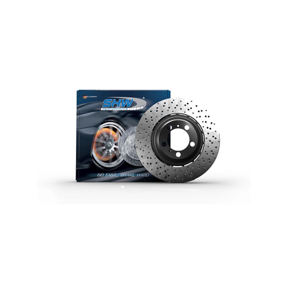 SHW 22-25 Porsche 718 Cayman GT4 RS Left Rear Cross-Drilled Lightweight Brake Rotor (9GT615601E)