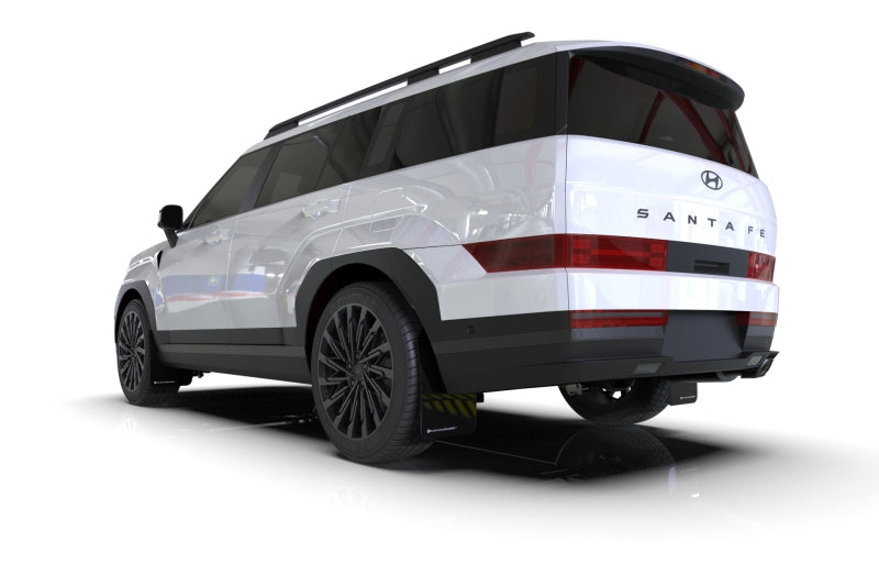 RALMF118-UR-BLK-WH-Rally Armor 2024+ Hyundai Santa Fe Black Mud Flap w/ White Logo-Mud Flaps-Rally Armor