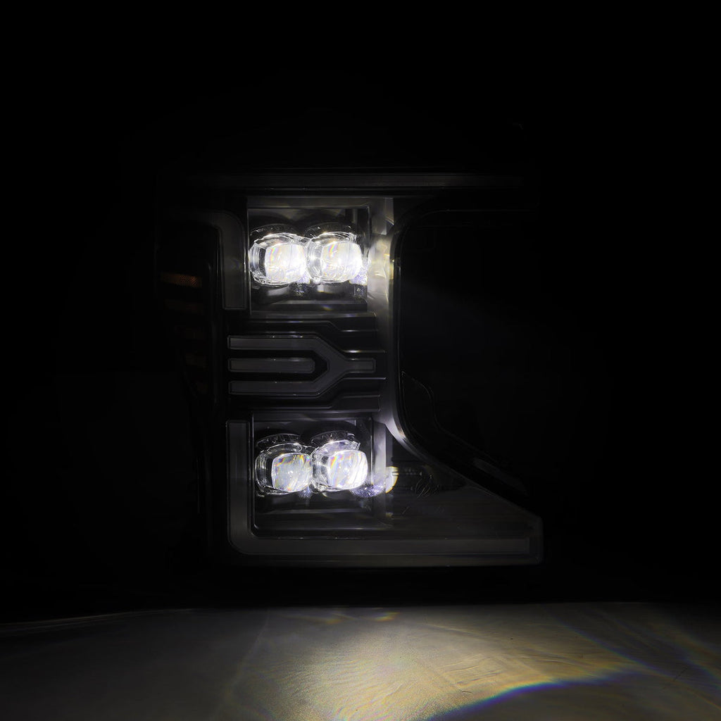 -AlphaRex 17-19 Ford F-250/350/450 SD NOVA-Series LED Proj Headlights Bk w/Actv Light SeqSig & SBDRL-Headlights-AlphaRex