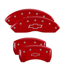 Load image into Gallery viewer, MGP 4 Caliper Covers Engraved Front &amp; Rear Bowtie Red finish silver ch-Caliper Covers-MGP