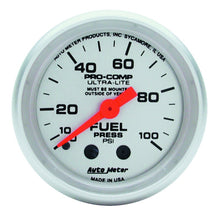 Load image into Gallery viewer, Autometer Ultra-Lite 52mm 0-100 PSI Mechanical Fuel Pressure Gauge-Gauges-AutoMeter