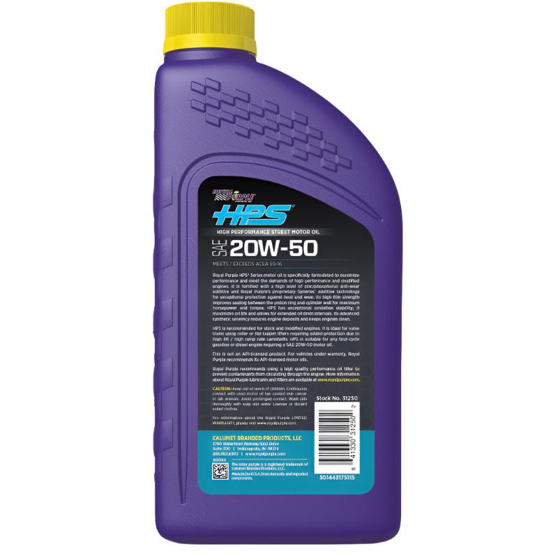 RLP36250-Royal Purple HPS Synthetic High Performance Street 20W-50 Motor Oil - 1 Quart-Motor Oils-Royal Purple