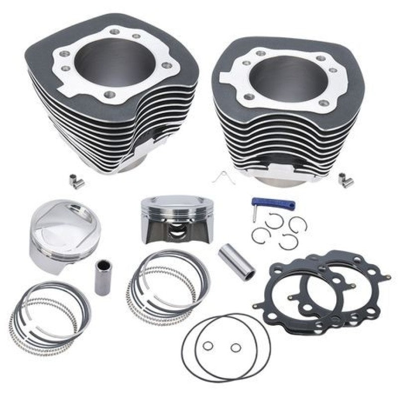 S&S Cycle 99-06 BT 98in Bolt-In Big Bore Kit - Wrinkle Black-Piston Sets - Powersports-S&S Cycle