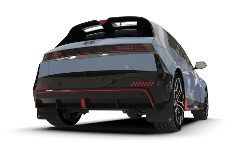 RALMF117-BAT-BLK-PBL-Rally Armor 2025 Hyundai Ioniq 5 N Black UR Mud Flap Light Blue Battery Logo-Mud Flaps-Rally Armor
