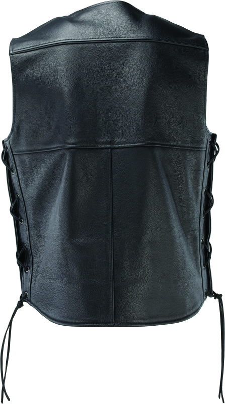 RIV094433-River Road Old Skool Leather Vest Black - Large-Vests-River Road