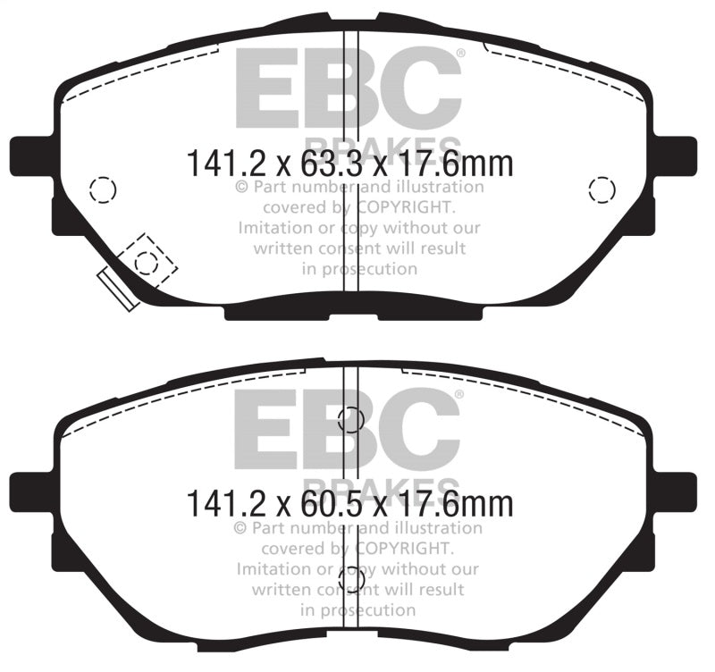 EBCDP42368R-EBC Yellowstuff Front Brake Pads 2017+ Toyota C-HR 2.0L-Brake Pads - Performance-EBC