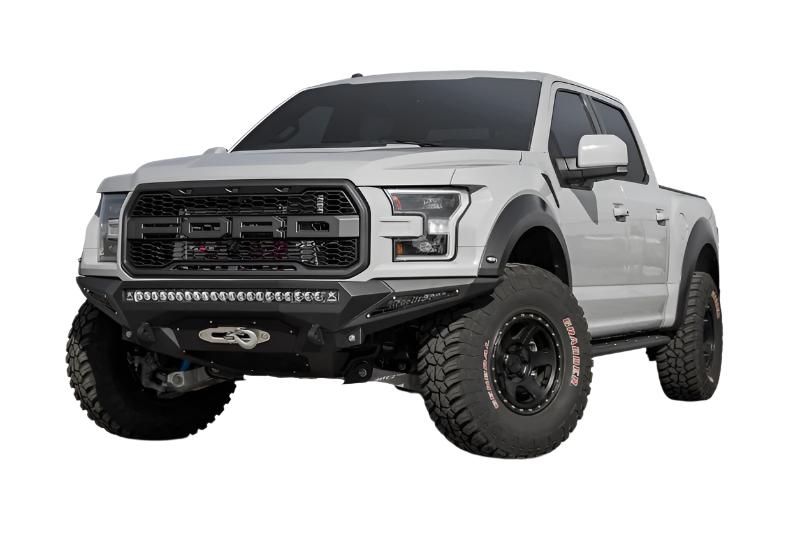 ADDF111202860103-Addictive Desert Designs 17-18 Ford F-150 Raptor Stealth Fighter Front Bumper w/ Winch Mount-Bumpers - Steel-Addictive Desert Designs