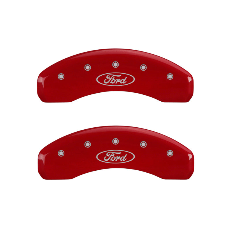 MGP 4 Caliper Covers Engraved Front & Rear Oval logo/Ford Red finish silver ch-Caliper Covers-MGP