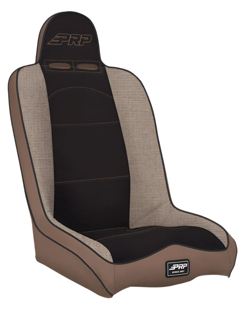 PRPA140110-64-PRP Daily Driver High Back Suspension Seat (Two Neck Slots) - Tan / Black-Seats-PRP Seats