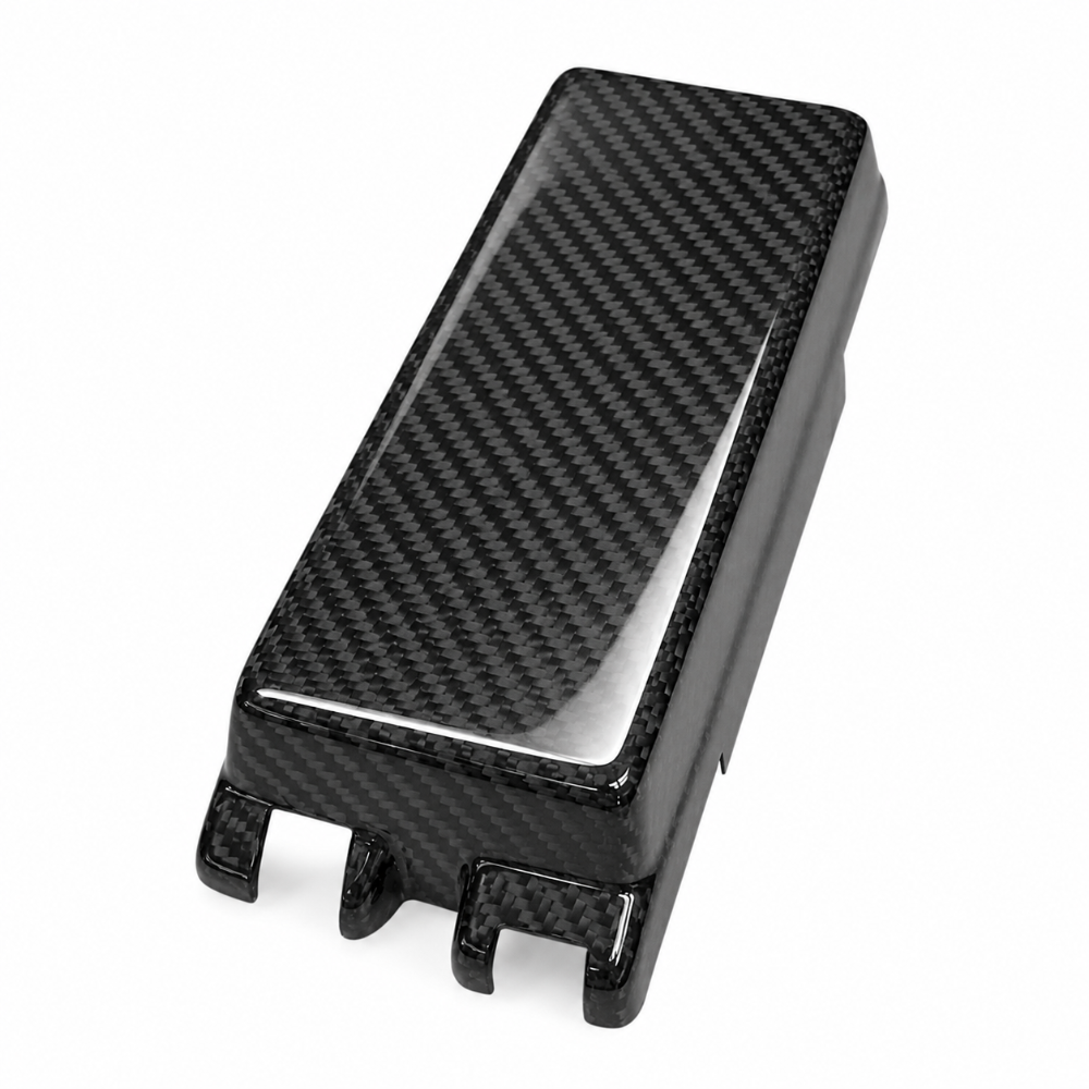 Carbon fiber small fuse box cover installed on 2005-2010 Jeep Grand Cherokee with 3K 2x2 weave and UV-resistant finish