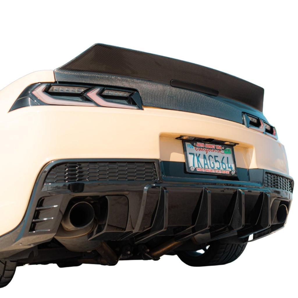 2014-2015 Chevy Camaro EVO Quad or Single Tips Rear Diffuser Flat BLK - Black Ops Auto Works
